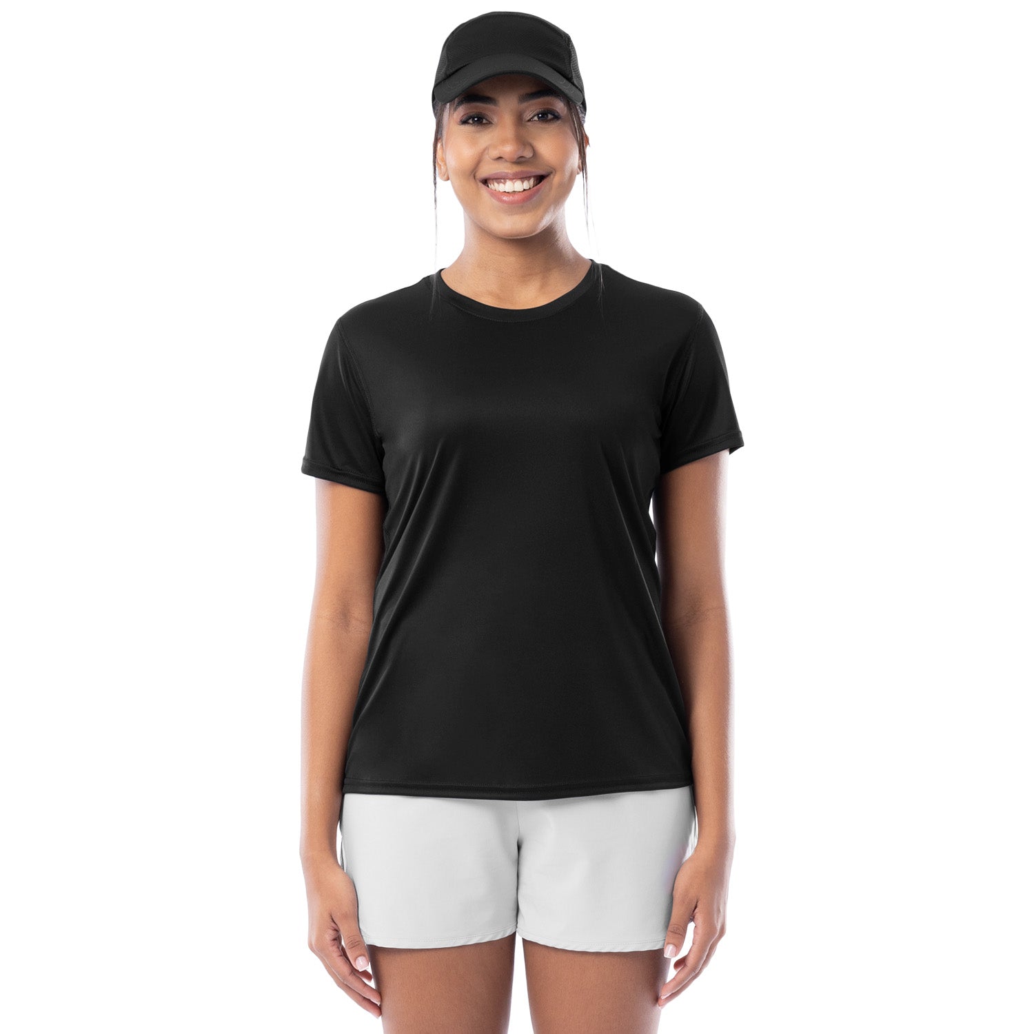 Women's Black Training T-Shirt Front View