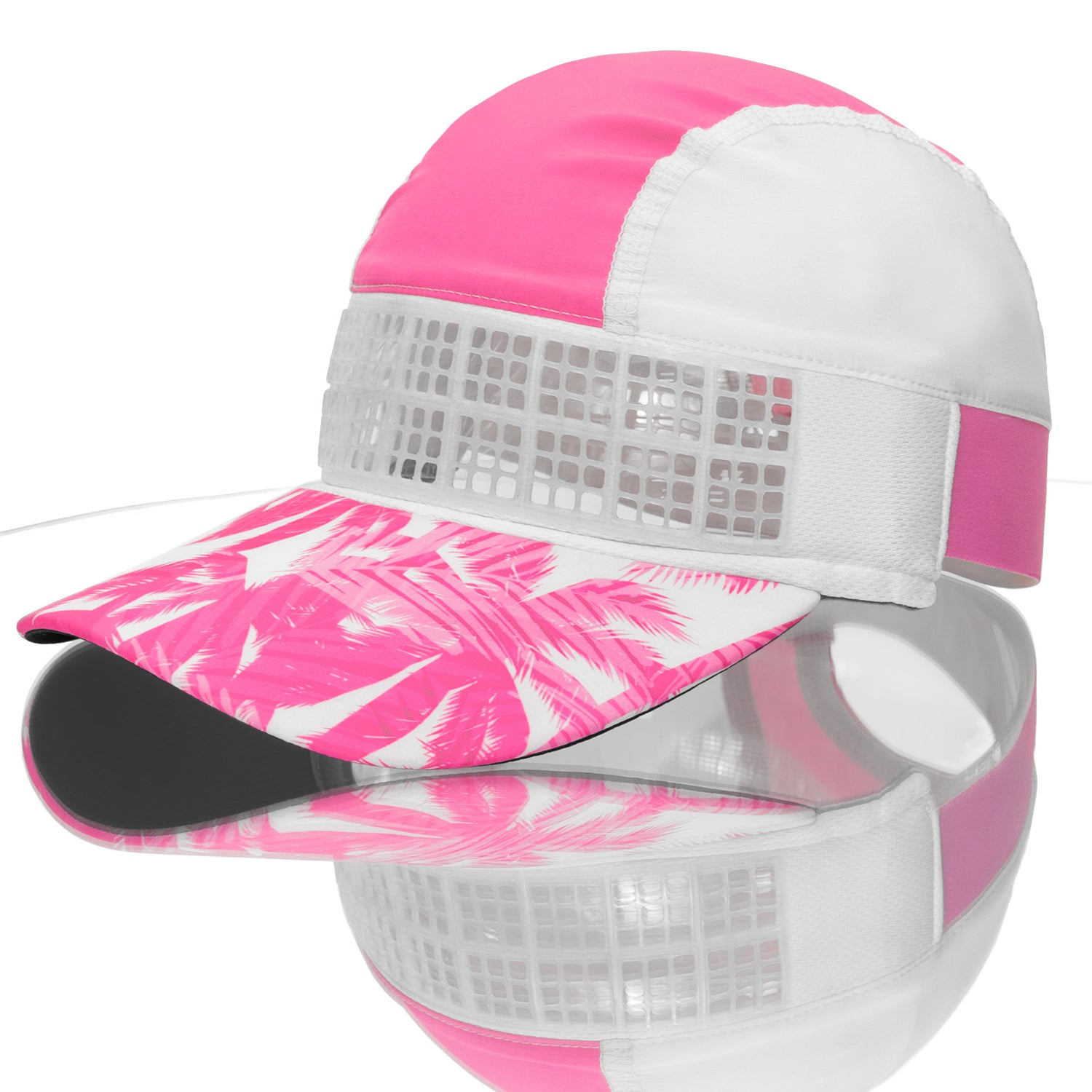 OMIUS by Headsweats Pink Palms Running Hat Front