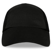 Black Mesh Running Hat front view with lightweight performance fabric.