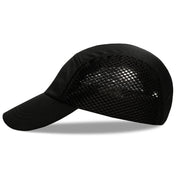 Black Mesh Running Hat side view right showing ultra-breathable mesh.
