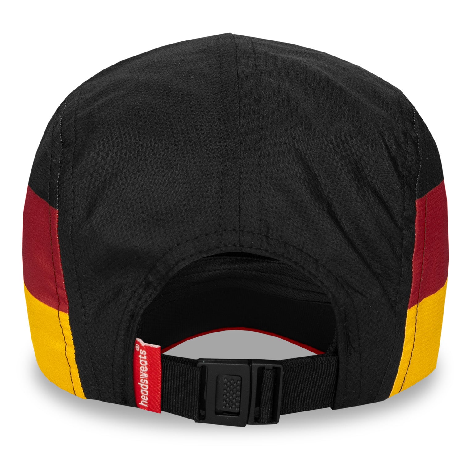 Back view of Headsweats Berlin running hat with adjustable buckle and ponytail opening