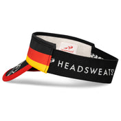 Headsweats Run The World Berlin running visor left back view with elastic band and Headsweats branding