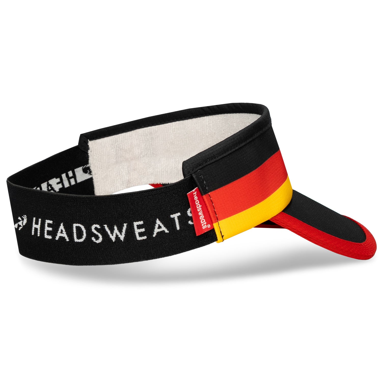 Headsweats Run The World Berlin running visor right back view showing interior sweatband and visor detail