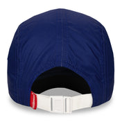 Back view of Headsweats Boston running hat with adjustable buckle and ponytail opening