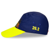 Left side view of Headsweats Boston race hat with embroidered 26.2 marathon detail