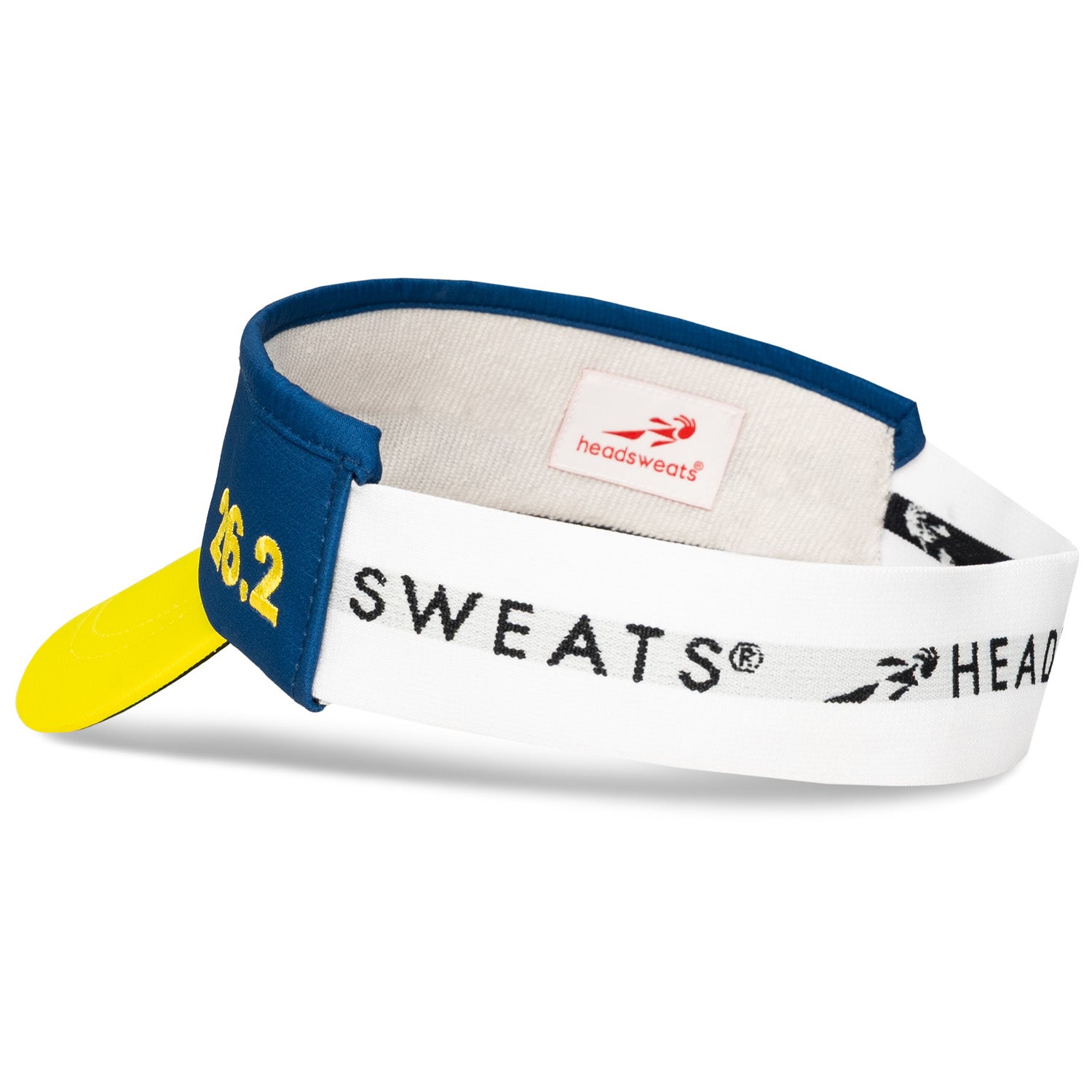 Left side back view of Headsweats Boston performance running visor with elastic band
