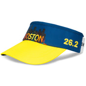 Angled front view of Headsweats Run The World Boston 2026 performance running visor with skyline design