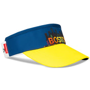 Left side back view of Headsweats Boston performance running visor with elastic band