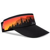Headsweats Run The World Cape Town running visor right front view with sunset skyline graphic