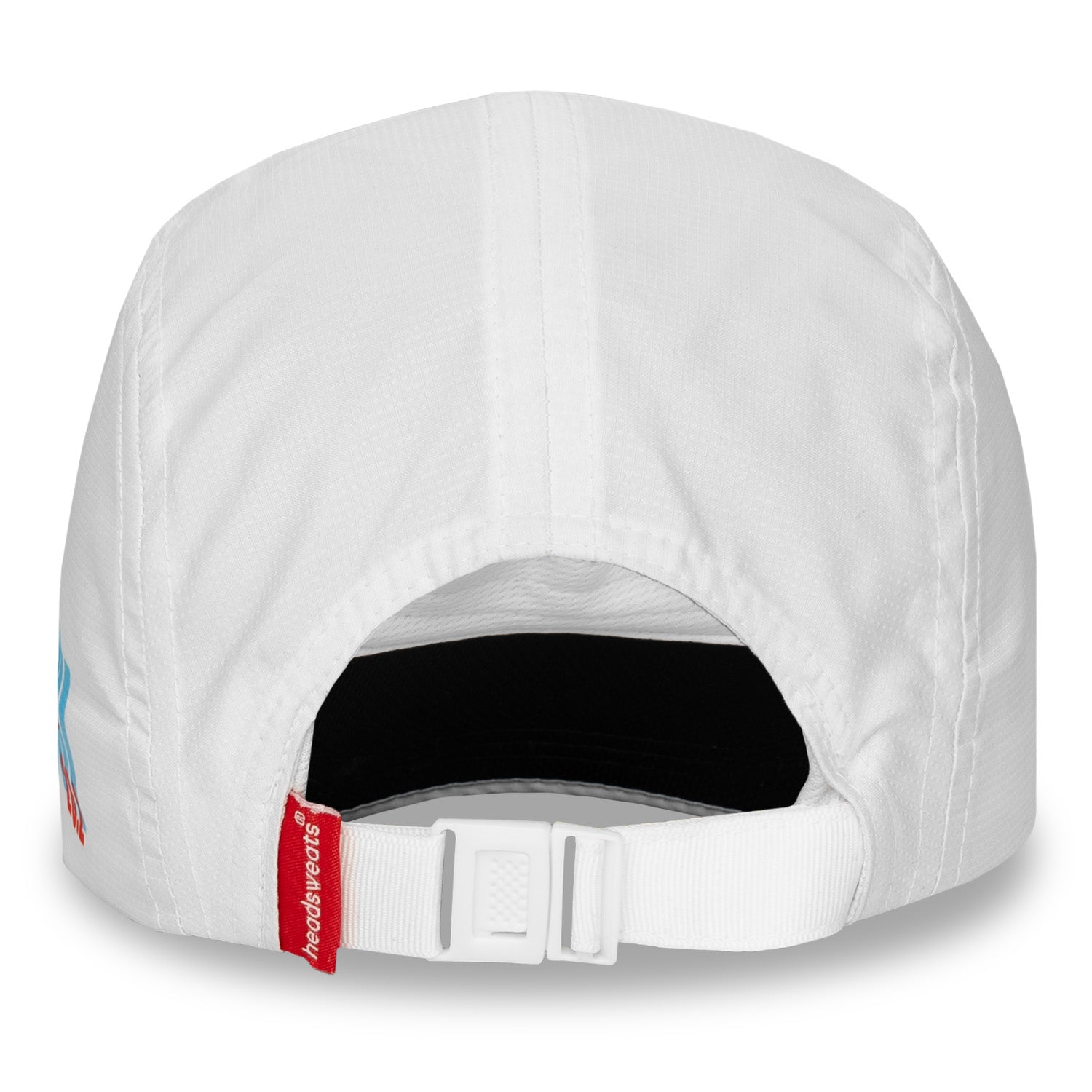 Back view of Headsweats Chicago running hat with adjustable buckle and ponytail opening