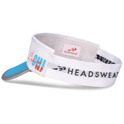 Headsweats Run The World Chicago running visor left back view with elastic band and Headsweats branding