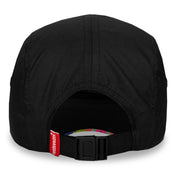 Back view of Headsweats New York running hat with adjustable buckle and ponytail opening