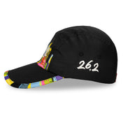 Left side view of Headsweats New York race hat with embroidered 26.2 marathon detail