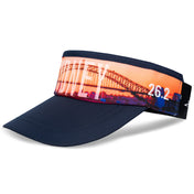 Headsweats Run The World Sydney running visor left front view showing Sydney text and 26.2 embroidery