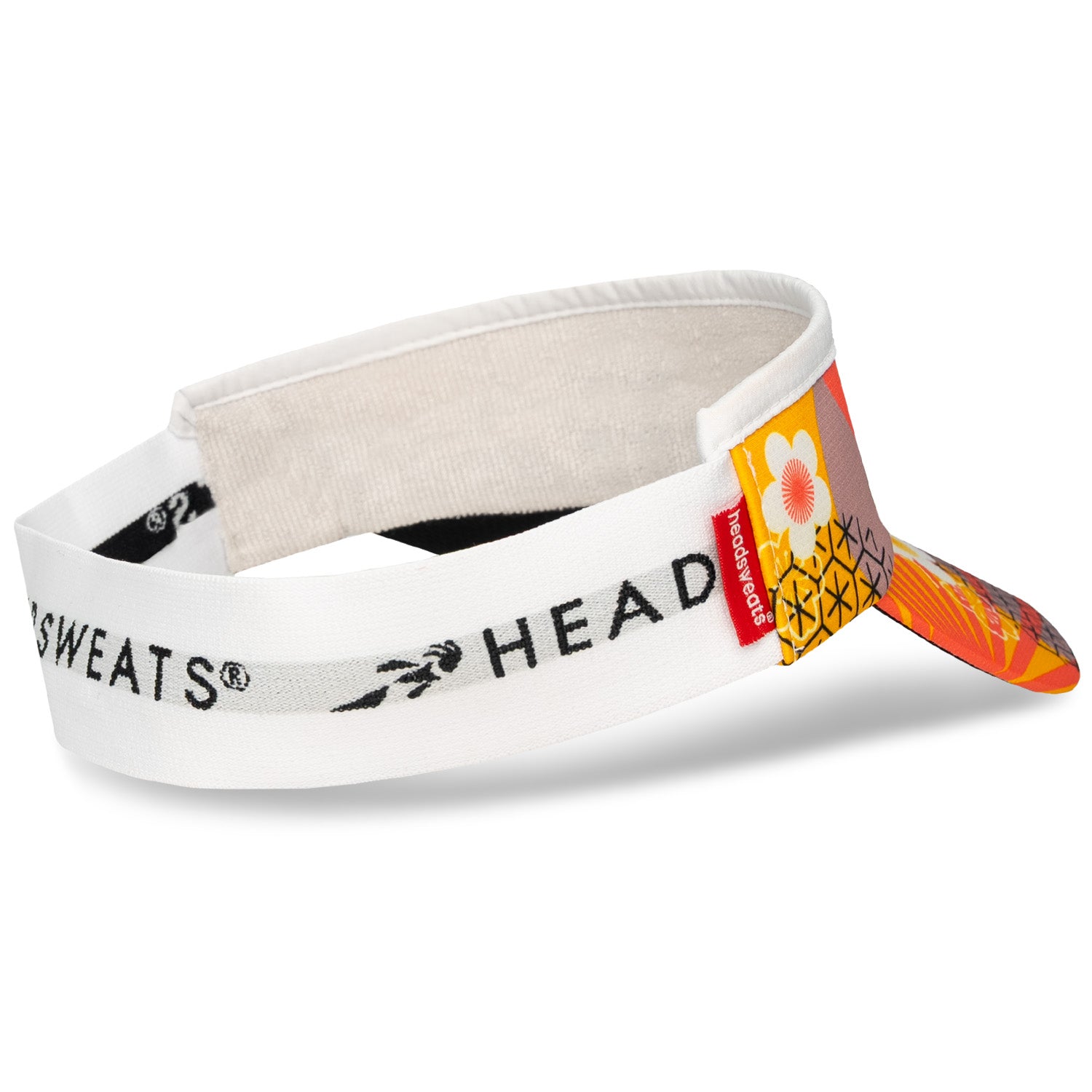 Headsweats Run The World Tokyo running visor left back view with elastic band and Headsweats logo