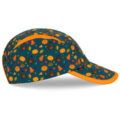 Right side view of the Headsweats Turkey Trot Limited Edition Go Hat with autumn harvest print and contrast orange piping.