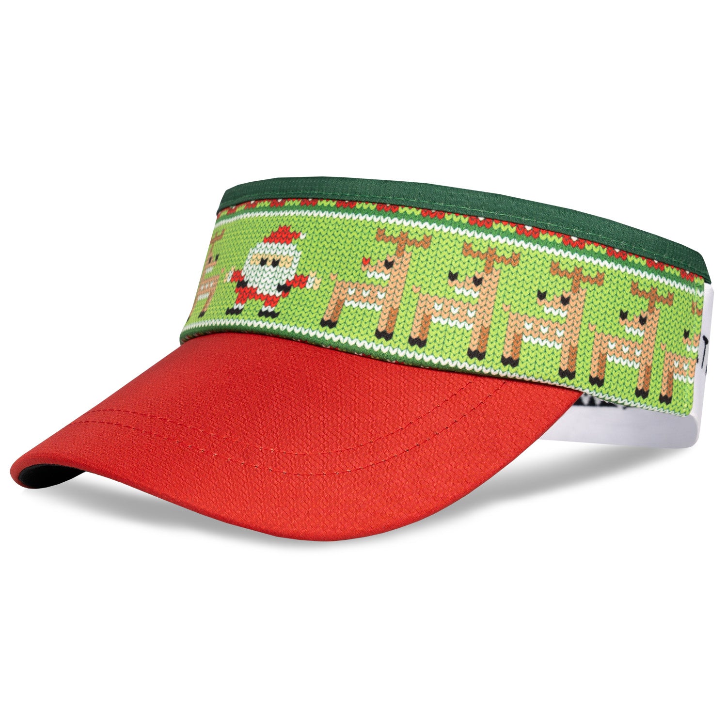 Ugly Christmas Supervisor Visor front view with reindeer pattern