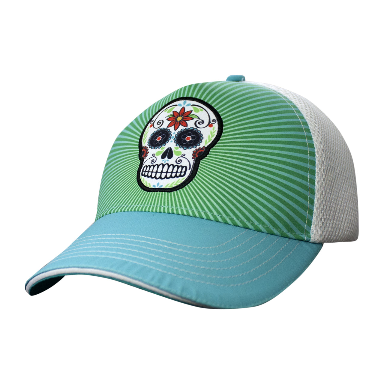 Trucker Hat 5-Panel | Teal Sugar Skull-Headsweats